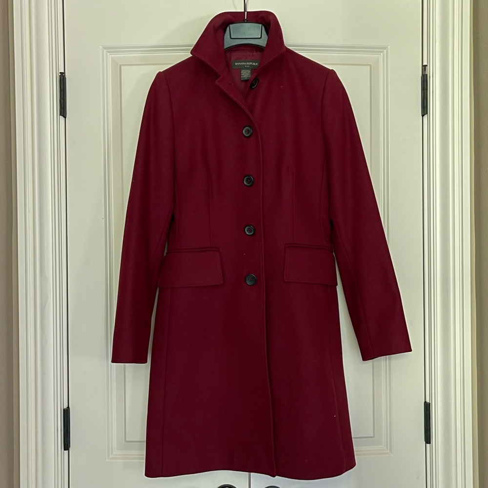 Banana Republic Wool Coat, rich dark red, XS